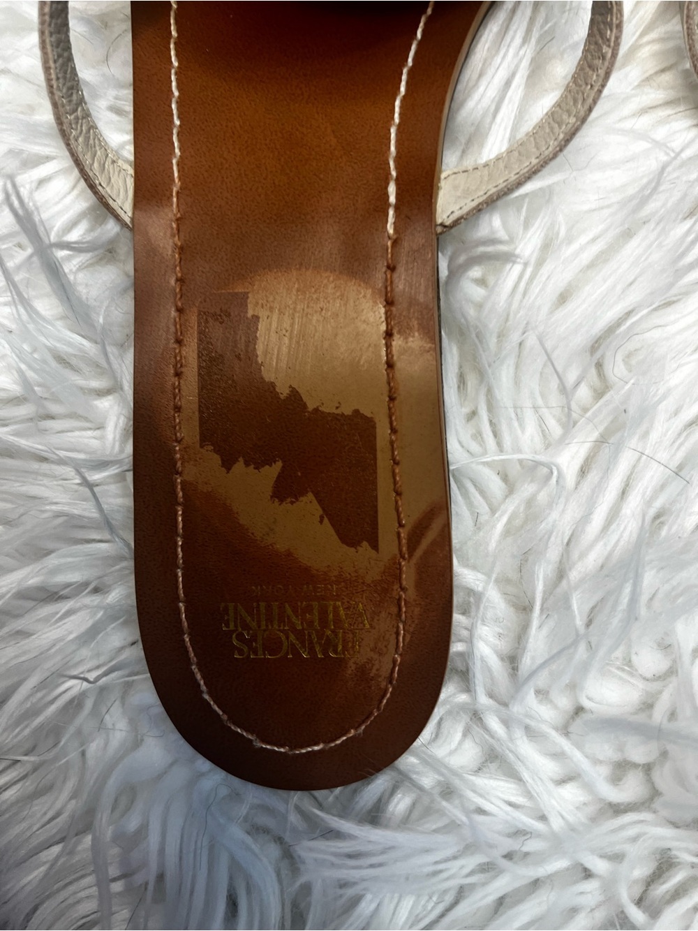 Frances Valentine Cream Strappy Sandals with Tortoiseshell Disc - Picture 3 of 10